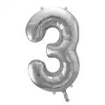 Numarul 3, balon folie, argintiu, 86 cm, angro Supreva