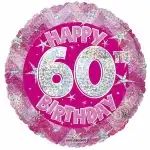 60. Baloane cu numarul de ani, holograma folie roz, happy b., angrosist Supreva