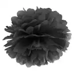 Lantern din hartie cu pompon, negru, 25cm, angro Supreva