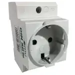Moduláris schuko aljzat DIN sínen omega 16A 250V 2P+F IP30 45x45 gyermekvédelemmel