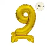 Balon foliowy 9, złoty, 38 cm, hurtownia Supreva