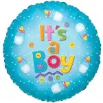 Fólia lufi, 18/45cm, kerek alakú, it's a boy, cumisüveges, nagykereskedelem Supreva