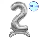 Balony foliowe 2 szt., podstawa, srebrne, 38 cm, hurtownia Supreva