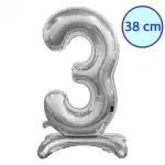 Balony foliowe 3 szt., podstawa, srebrne, 38 cm, hurtownia Supreva