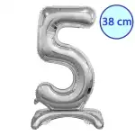 Фолиев балон, 5, основа, сребрист, 38 см, Супрева на едро