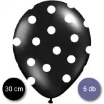 Pöttyös léggömb, 30cm, fekete színben, 5 db/cs, nagyker Supreva