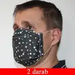 Маска за уста 3 слоя, черна, звезда, 2 бр/бр, едро Supreva