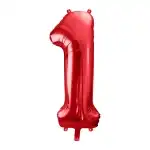 Number 1, foil balloon, 86 cm, red, wholesale Supreva