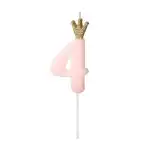 Lumanare tort, roz, coroana, 4, en-gros Supreva