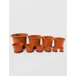 STERK Pot with Tray, 20X16 cm, Brown Plastic, no. 8, wholesale Supreva