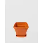 Square Pot with Tray, STERK, 18x15 cm, Brown Plastic, wholesale Supreva