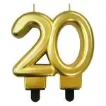 Cake candle, gold metal, 20, wholesale Supreva