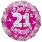 21. Numbered balloons, hologram pink foil, happy b., wholesaler Supreva