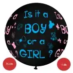 Balon pentru baby shower din latex negru, 70 cm, Este băiat sau fată? 2 buc, en-gros Supreva