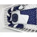 Bed linen 120x60 cm with braided protector 180 cm Mix Stelute Navy blue, wholesale Supreva