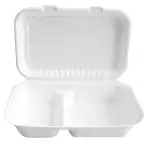 Take-Away DOUBLE organic casserole - sugar cane - white, 24.5x16x6.8 cm, wholesale Supreva