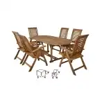Set mobilier pentru gradina HECHT Camberet set, masa si 6 scaune, lemn de salcam