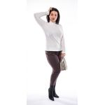 S, Ekrü ribbed knit long sleeve turtleneck top, wholesale
