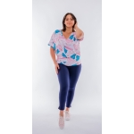 Top cu mâneci scurte CAPRI (ecru-pulbere-frunze de mentă), en gros