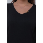 SM, Pillango short-sleeved V women's top (black), wholesale