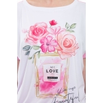 PLUS SIZE, Elastic waist short sleeve top - Perfume pattern, wholesale