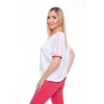 PLUS SIZE, Elastic waist short sleeve top - Perfume pattern, wholesale