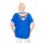 PLUS SIZE, Royal blue cross strap short sleeve top, wholesale