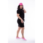 Fekete EASY elől kötős pamut ruha (CHIC nyomat), nagyker