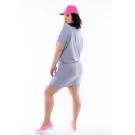 Light gray EASY front tie cotton dress (CHIC print), wholesale