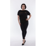 Short sleeve elongated bat top (black printed), wholesale