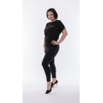 Short sleeve elongated bat top (black printed), wholesale
