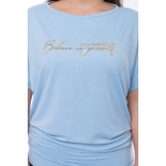 Short Sleeve Elongated Bat Top (Baby Blue Print), Wholesale
