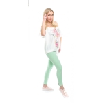 LXL, Lia perfume-patterned three-quarter sleeve blouse with front tie, wholesale