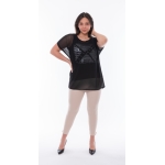 Top casual din tul cu tricou (negru-fara maneci), en gros