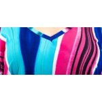 NORMAL, Long sleeve colorful wave pattern short sleeve top with elastic waist, wholesale