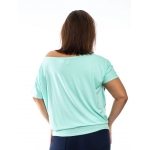 PLUS SIZE, Mint hibiscus pattern short sleeve casual top, wholesale