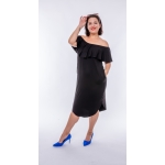 PLUS SIZE, Rochie MOLLY cu volane - Neagra, en gros