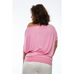 PLUS SIZE, Pink abstract and purple flower pattern fitted top, wholesale