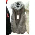 Дамски елек с косъм отвън S-2XL сив на едро 6618