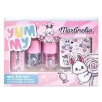 2 db körömlakkból, reszelőből és dekoratív matricákból álló készlet, Yummy, Martinelia 12242, 3 ml