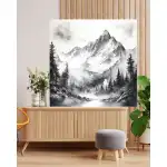 Vászonfestmény kerettel, Fekete-fehér hegyek, 50x50 cm, Model 14, nagyker Supreva