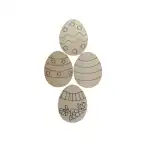Easter decoration wooden base, egg shape, 6x8 cm, 4 pcs/set, wholesale