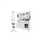 Duża drewniana kuchnia dziecięca premium z akcesoriami, oświetleniem LED - 98 cm, hurt