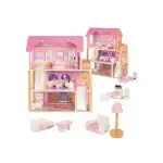 Pink wooden doll house, multi-level, 70 cm, wholesale