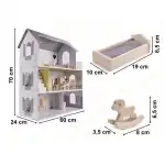 Wooden doll house - 70 cm - gray, wholesale