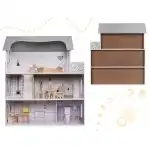 Wooden doll house - 70 cm - gray, wholesale