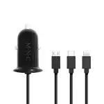 Incarcator Telefon Rapid cu Adaptor 3-in-1 pentru Bricheta Auto cu USB Culoare Negru, engros