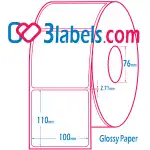 3labels гланцови бели етикети от премиум хартия за инкджет (inkjet) печат 100х110 мм, 650 бр.