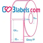 3labels гланцови бели етикети от PP (полипропилен) супер премиум за инкджет (inkjet) печат 32×104 мм, 600 бр.