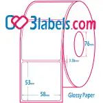 3labels гланцови бели етикети от премиум хартия за инкджет (inkjet) печат 58х53 мм, 1200 бр.